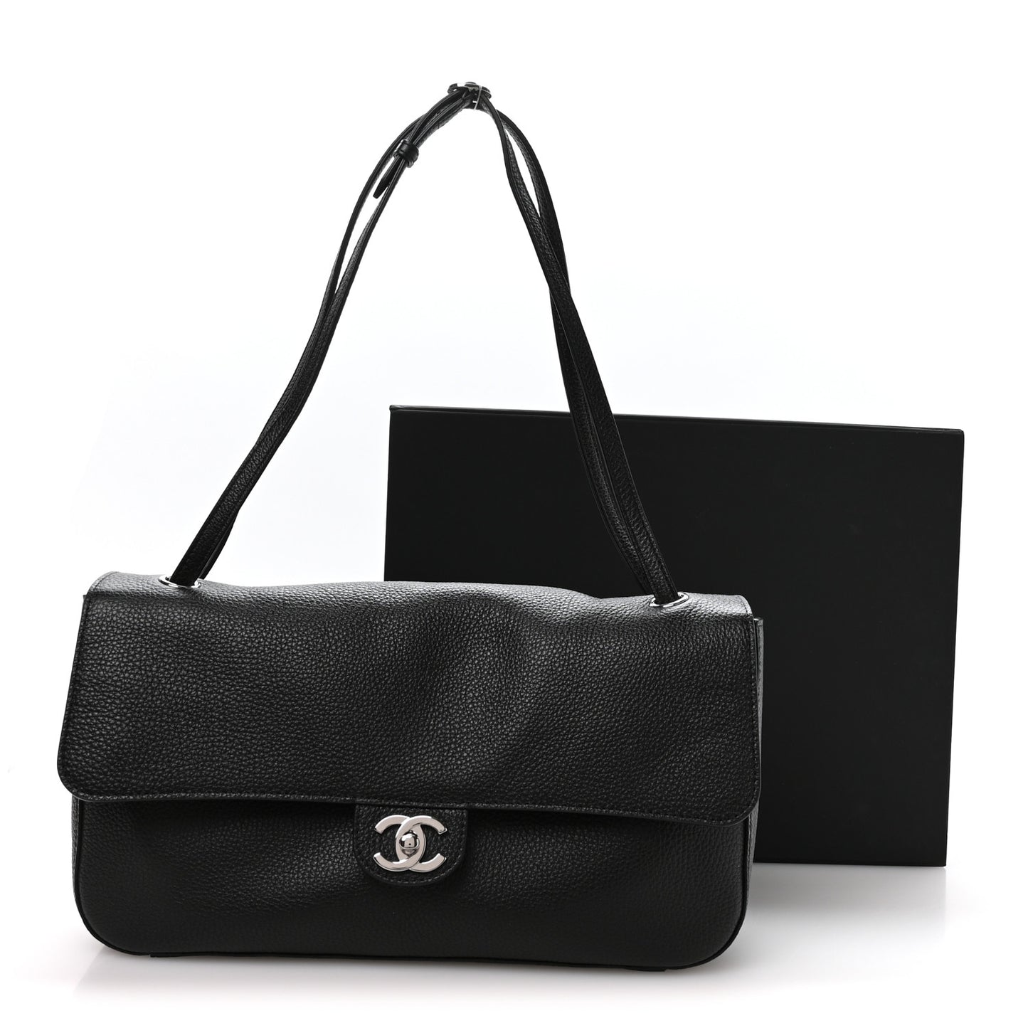 Grained Calfskin Small Souplissimo Maxi Flap Black