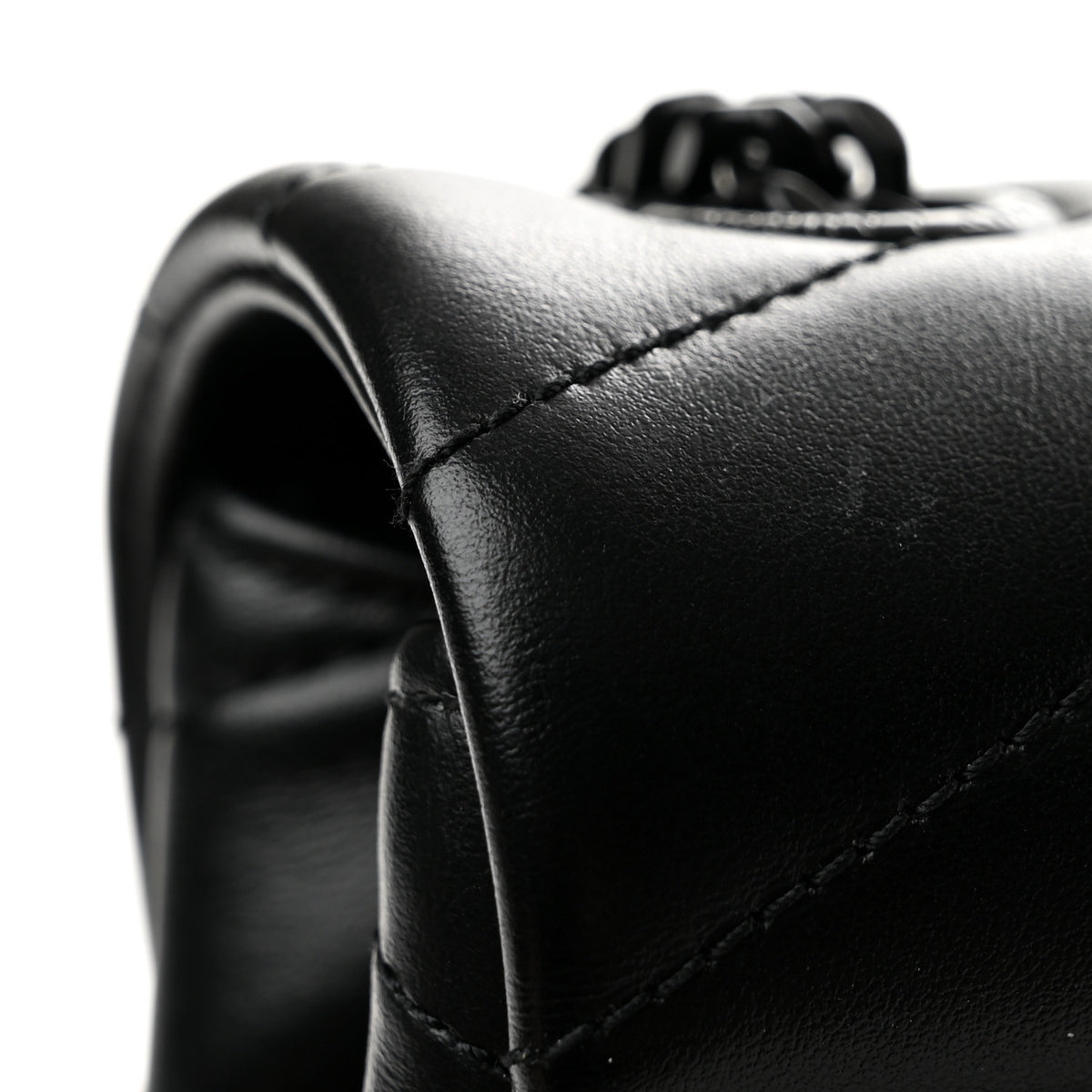 Calfskin Y Quilted Monogram Monochrome Large Loulou Chain Satchel Black