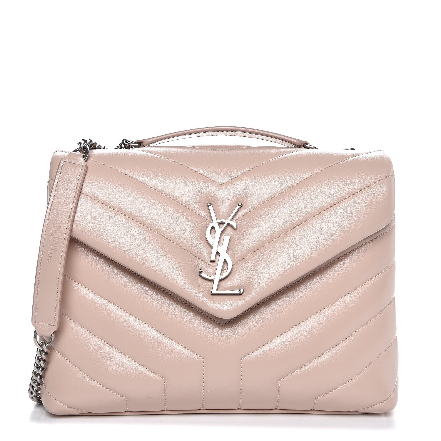 Saint Laurent Calfskin Y Quilted Monogram Small Loulou Chain Satchel Rose Antic 1 of 9