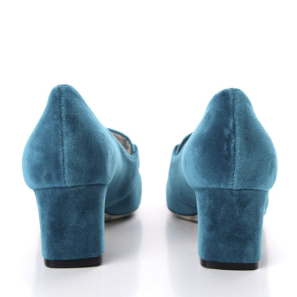 Gucci Softy Velvet GG Victoire 55mm Loafer Pumps 36.5 Pavone 6 of 10
