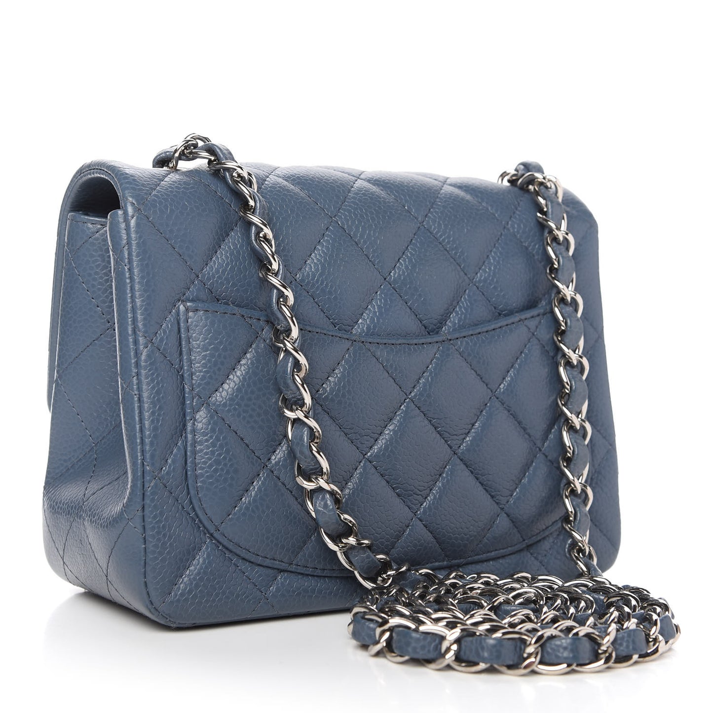 Caviar Quilted Mini Square Flap Dark Blue