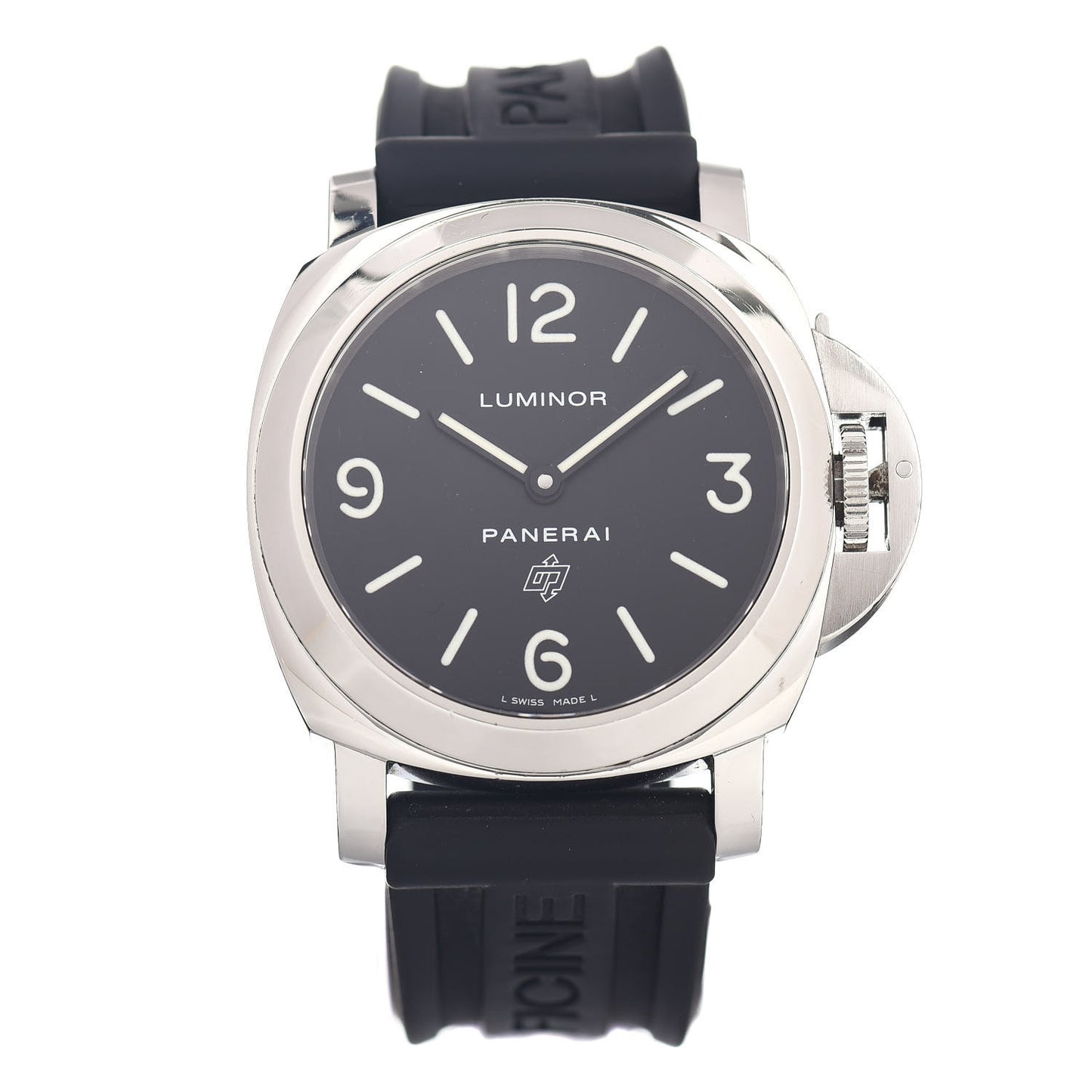 Stainless Steel Rubber 44mm Luminor Base Logo Manual Winding Watch Black PAM00773