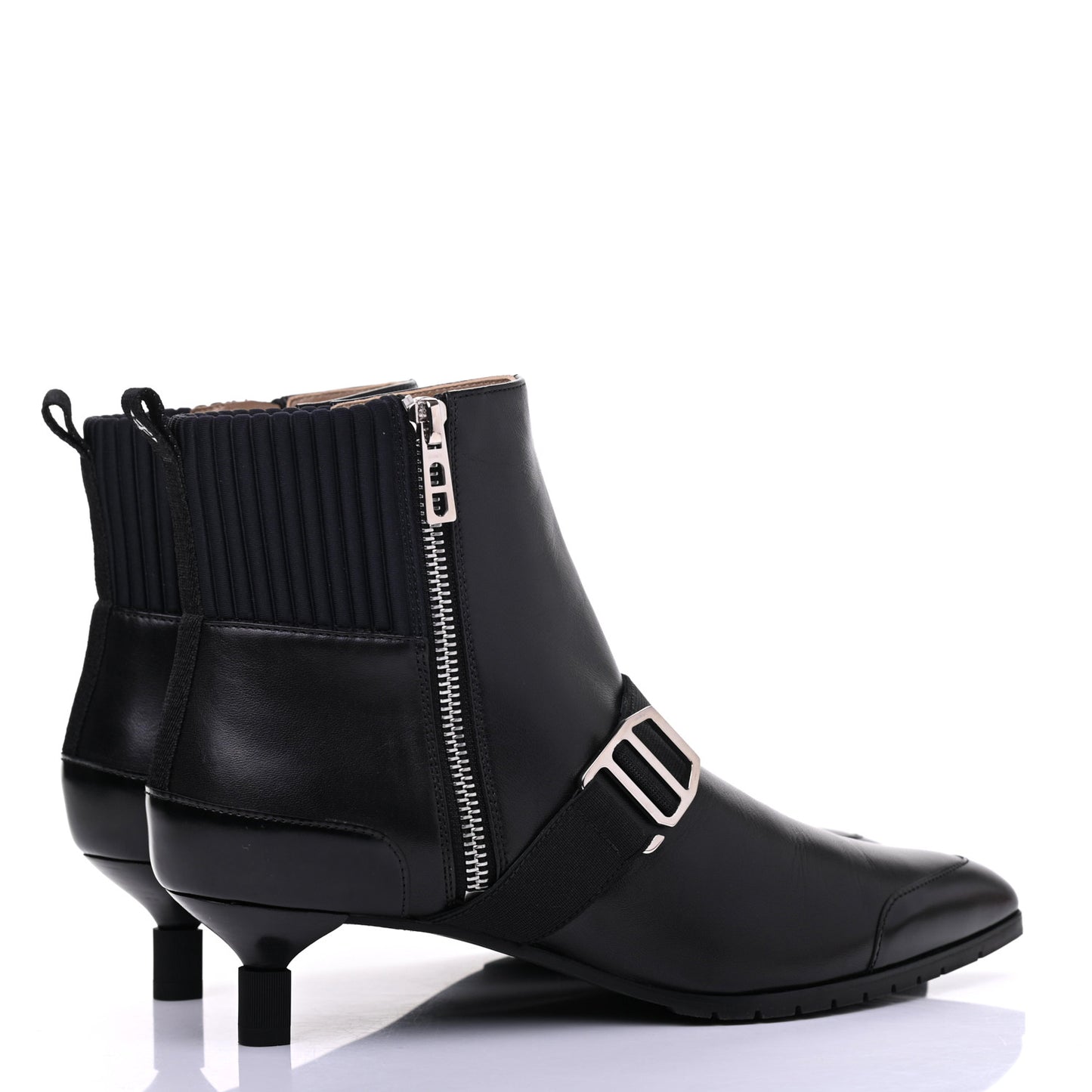 Tuscan Calfskin Technical Canvas Shocky Ankle Boots 38 Black