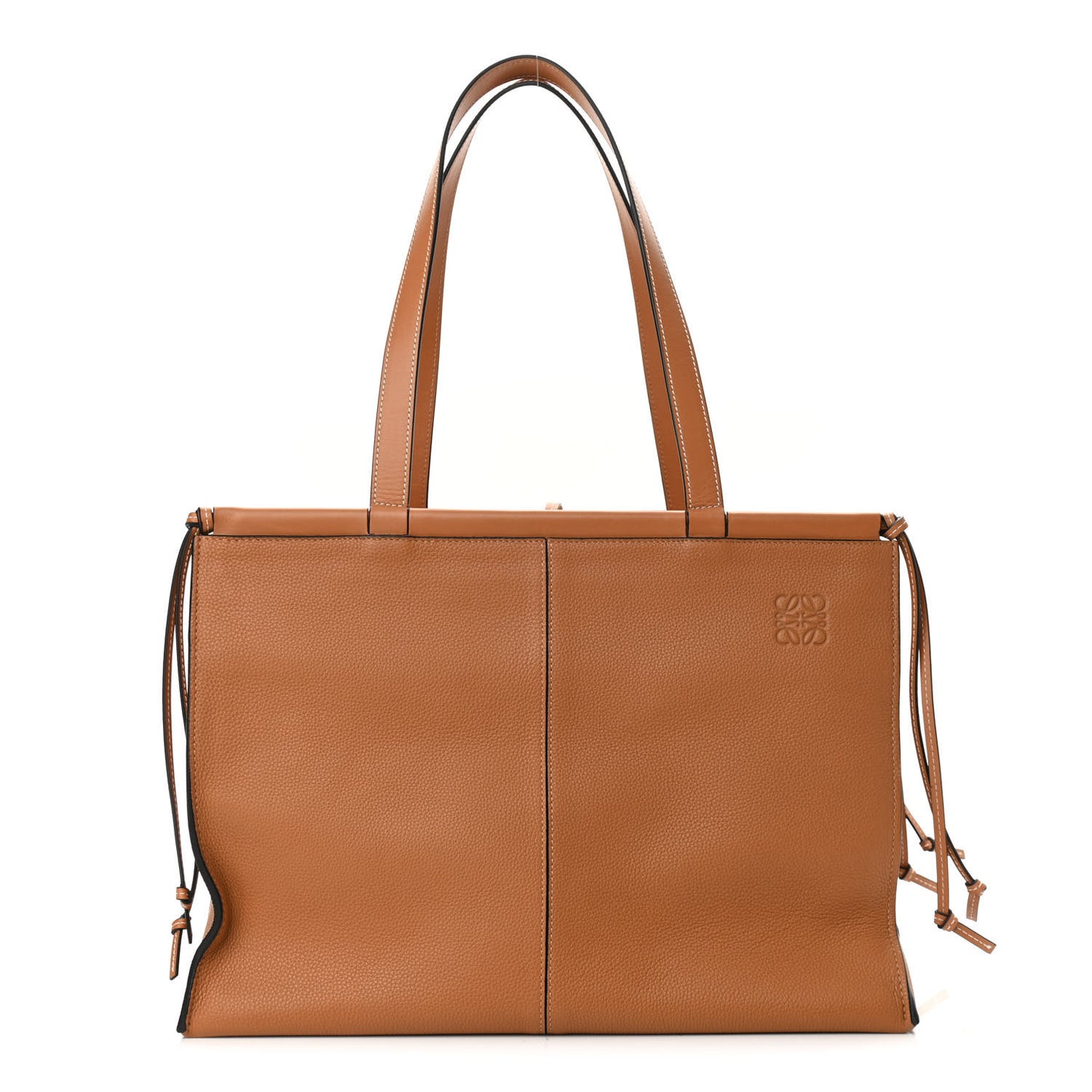 Grained Calfskin Cushion Tote Tan