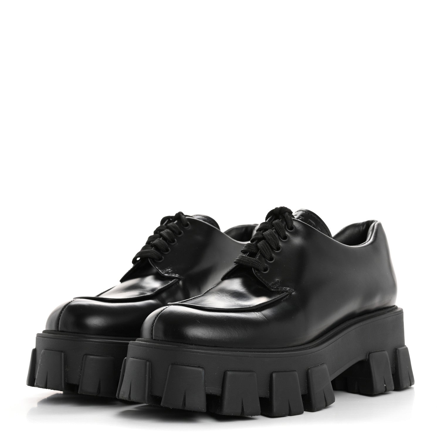 Prada Spazzolato Rois Monolith 55mm Derby Loafers 37 Black 4 of 10