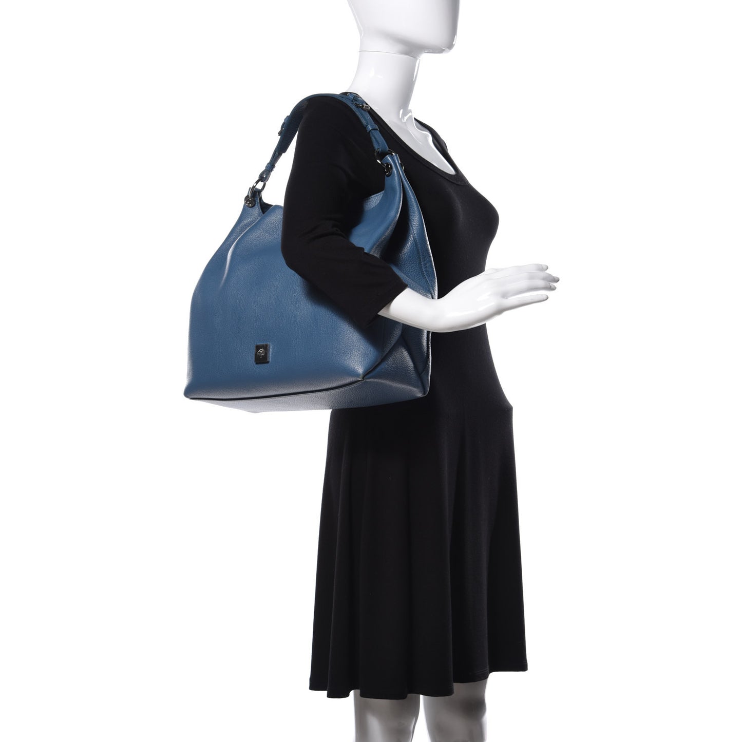Goat Printed Calfskin Freya Hobo Steel Blue