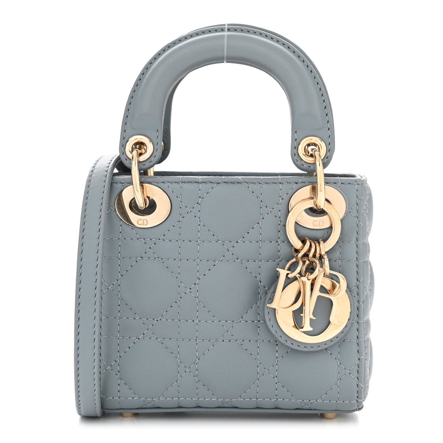 Lambskin Cannage Micro Lady Dior Cloud Gray