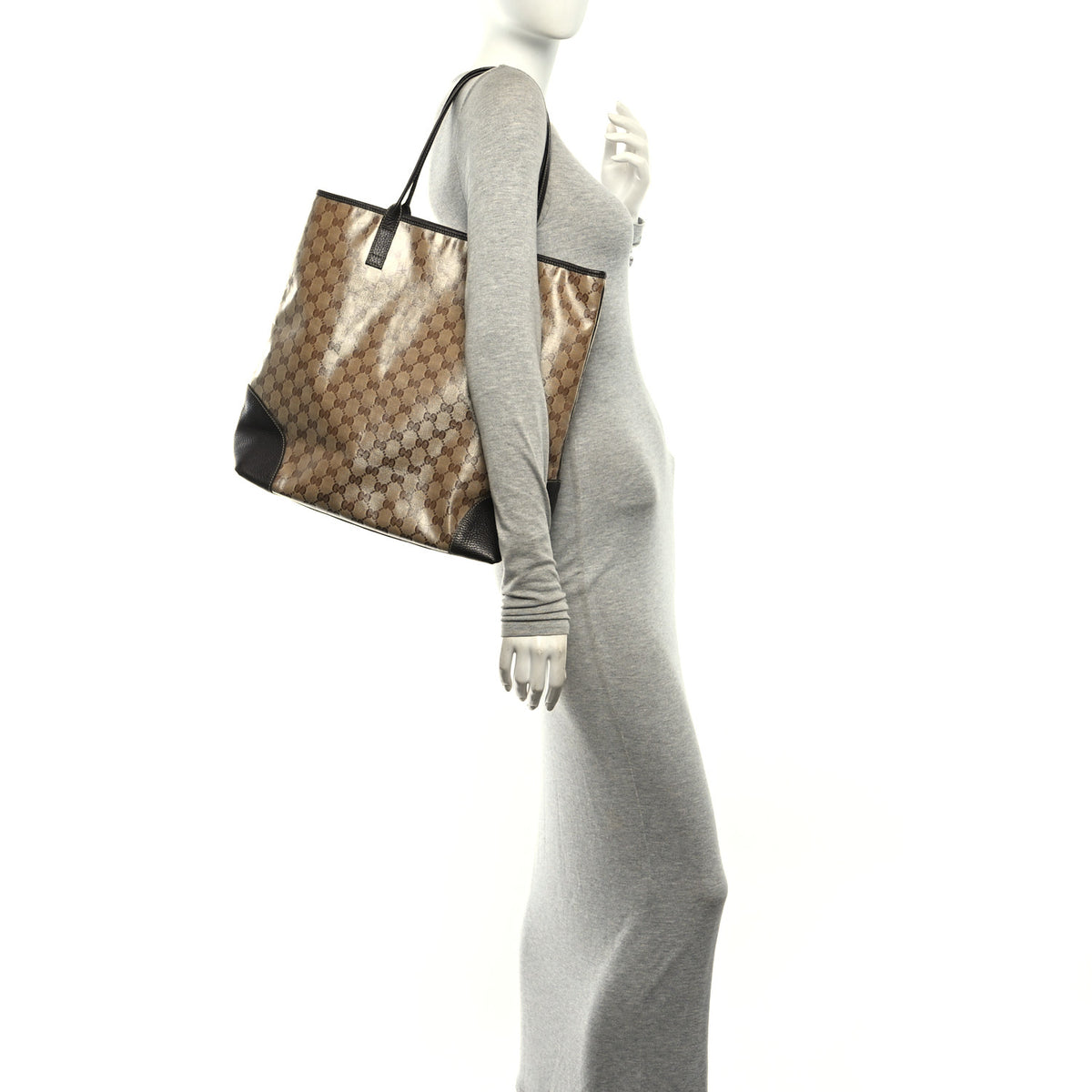 Crystal Monogram Shopping Tote Dark Brown
