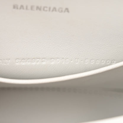 Balenciaga Shiny Calfskin Crocodile Embossed Small Hourglass Evening Chain Bag White 8 of 16