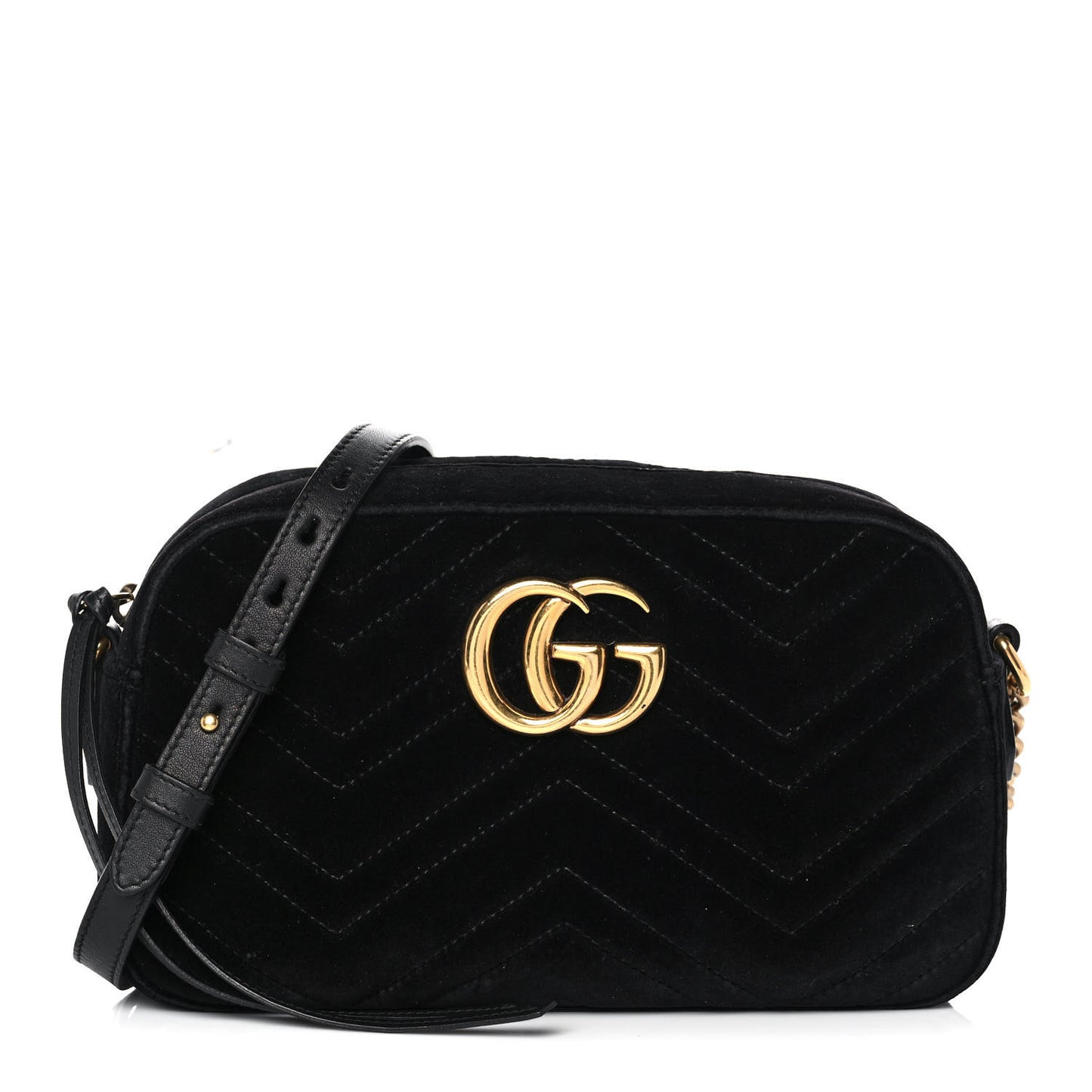 Velvet Matelasse Small GG Marmont Chain Shoulder Bag Black