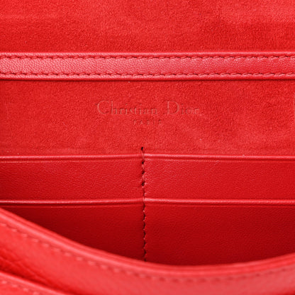 Christian Dior Grained Calfskin Diorama Wallet on Chain Pouch Rouge Vif 6 of 9