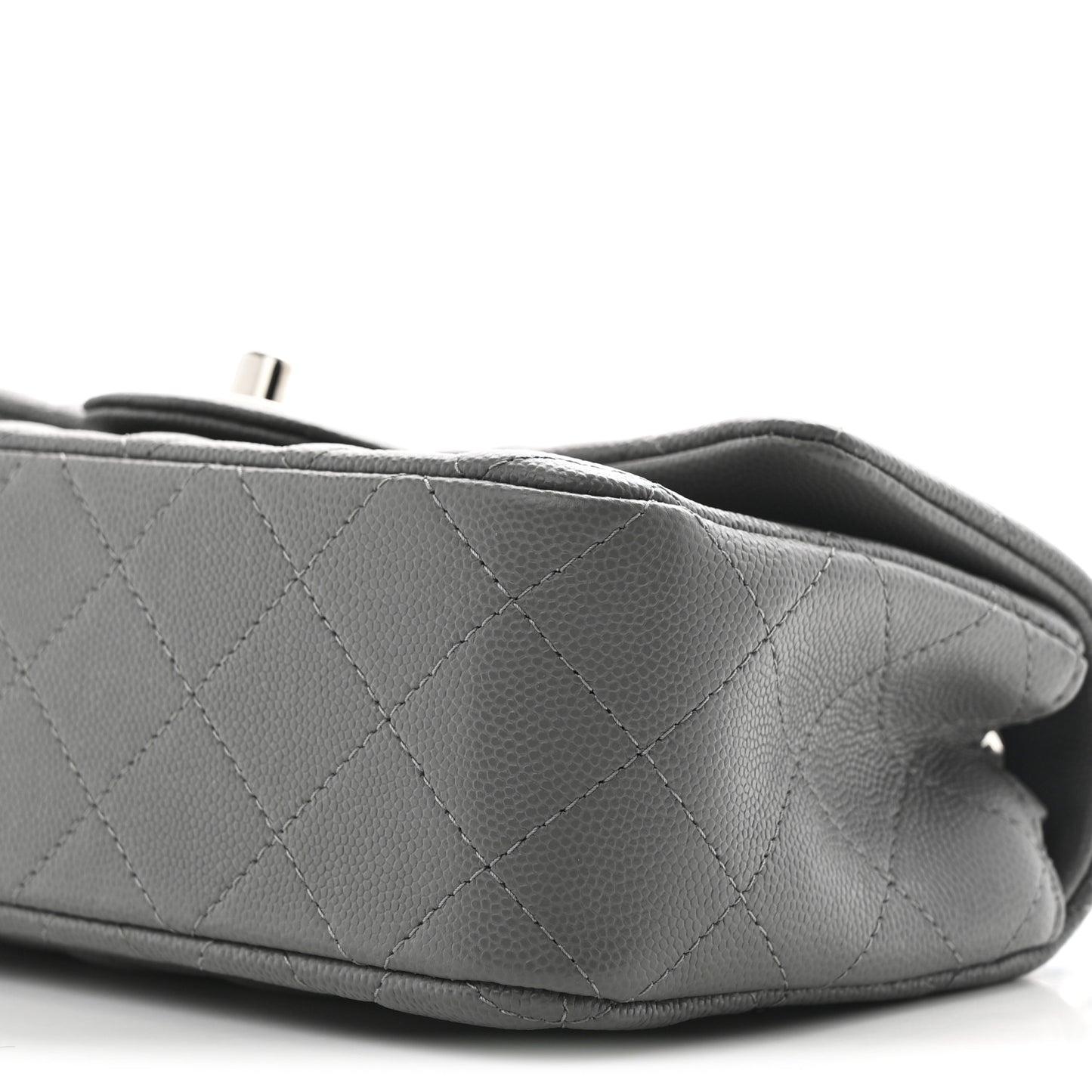 Caviar Quilted Mini Rectangular Flap Grey