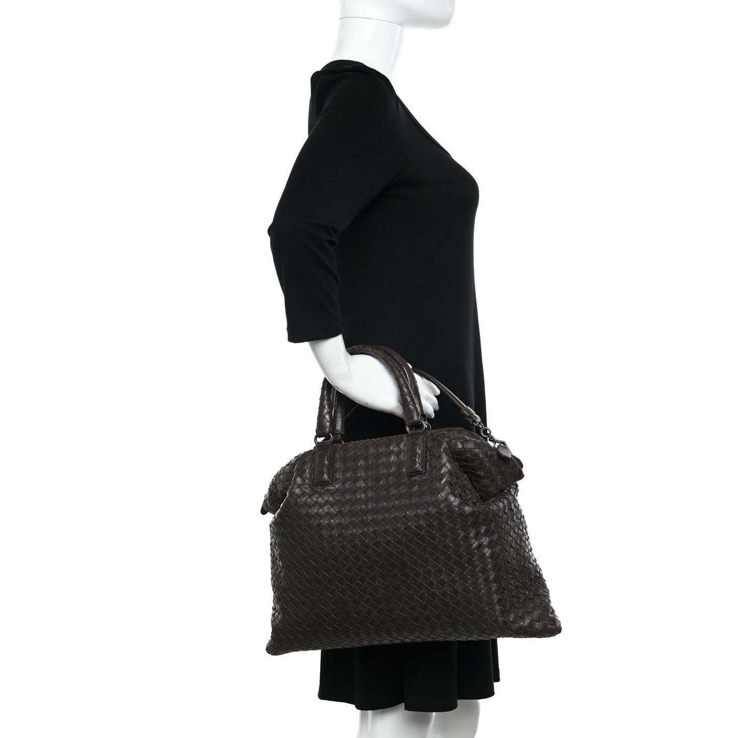 Nappa Intrecciato Maxi Convertible Tote Ebano