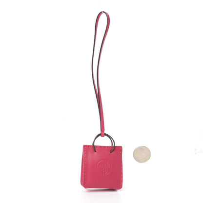 Hermes Milo Lambskin Swift Shopping Bag Charm Rose Mexico 2 of 3