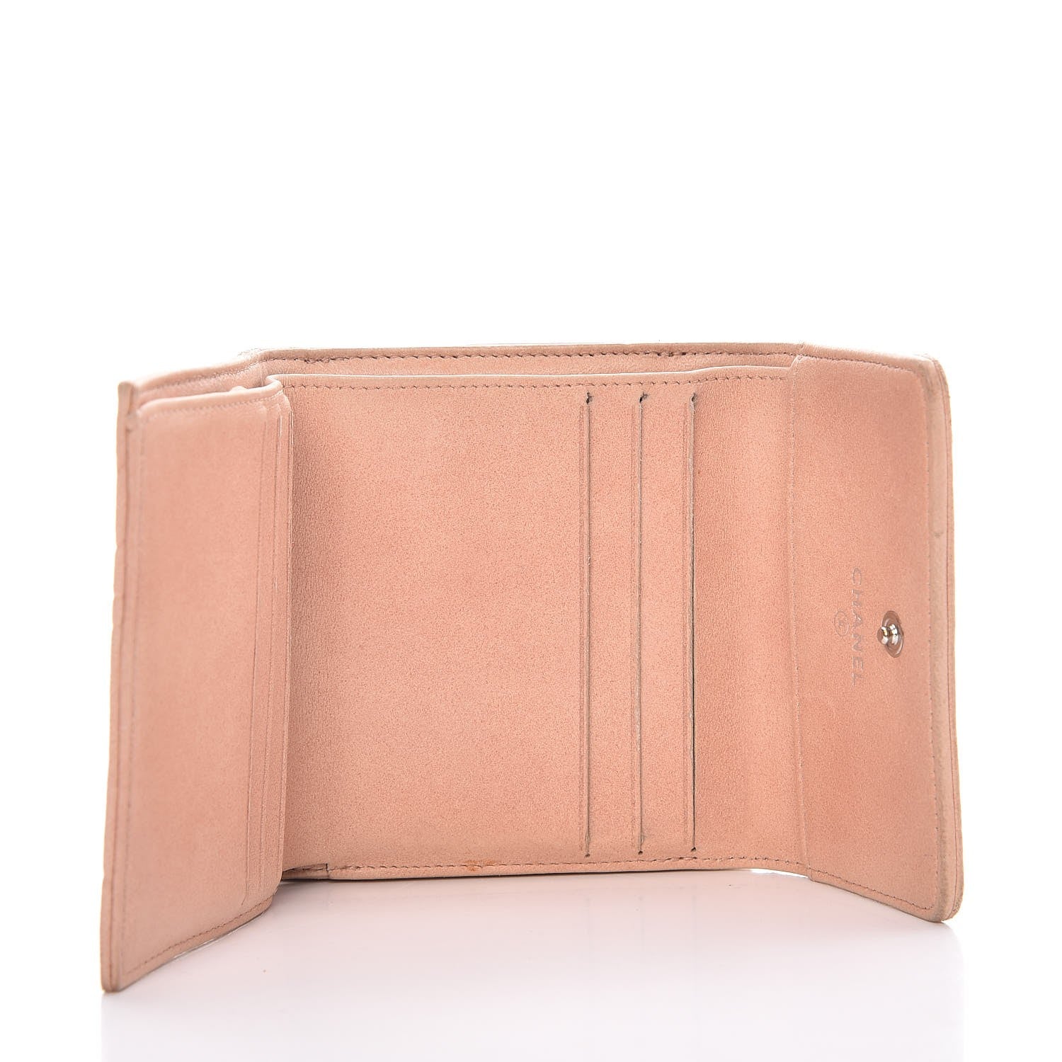 Chanel Lambskin Camellia Embossed Small Double Wallet Pink 5 of 20