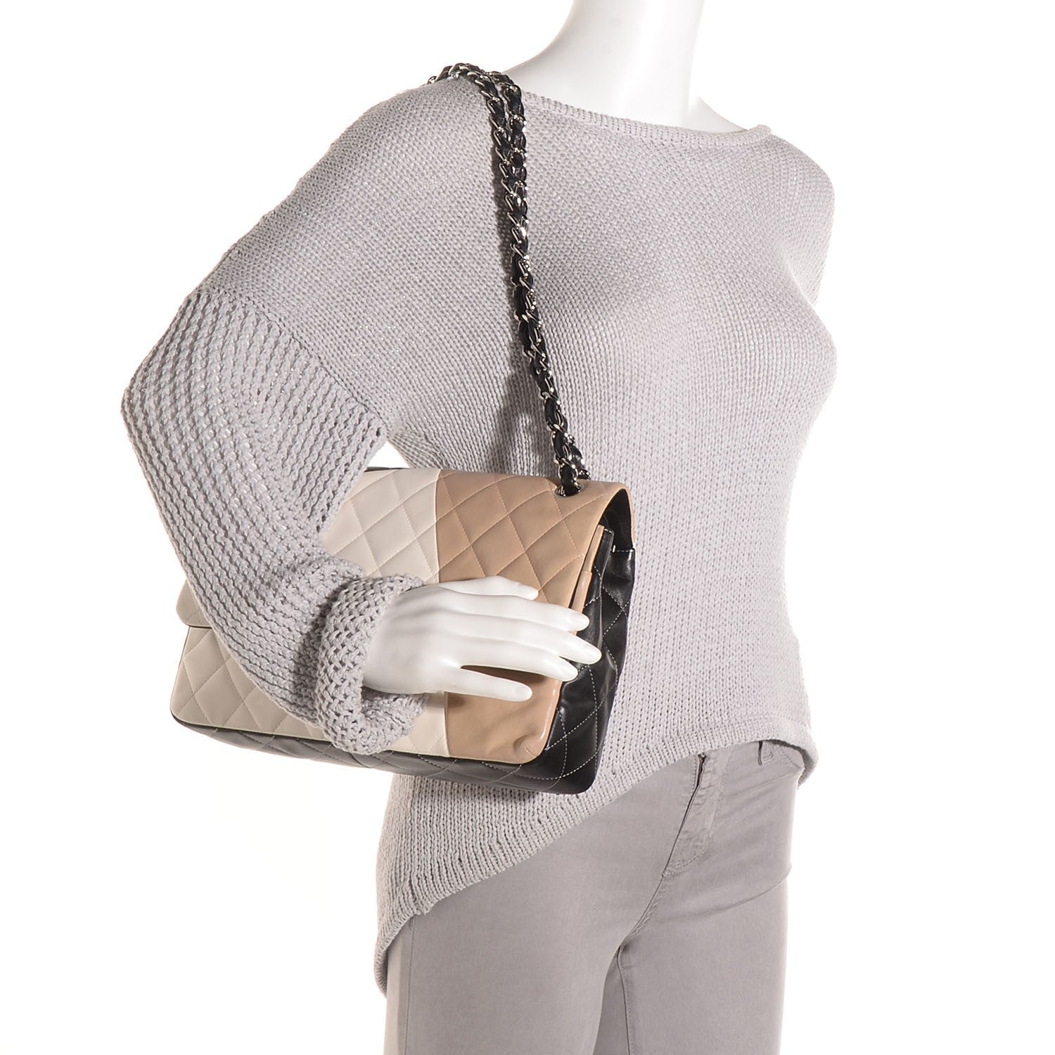 Chanel Lambskin Quilted Colorblock Jumbo Double Flap 2 of 8