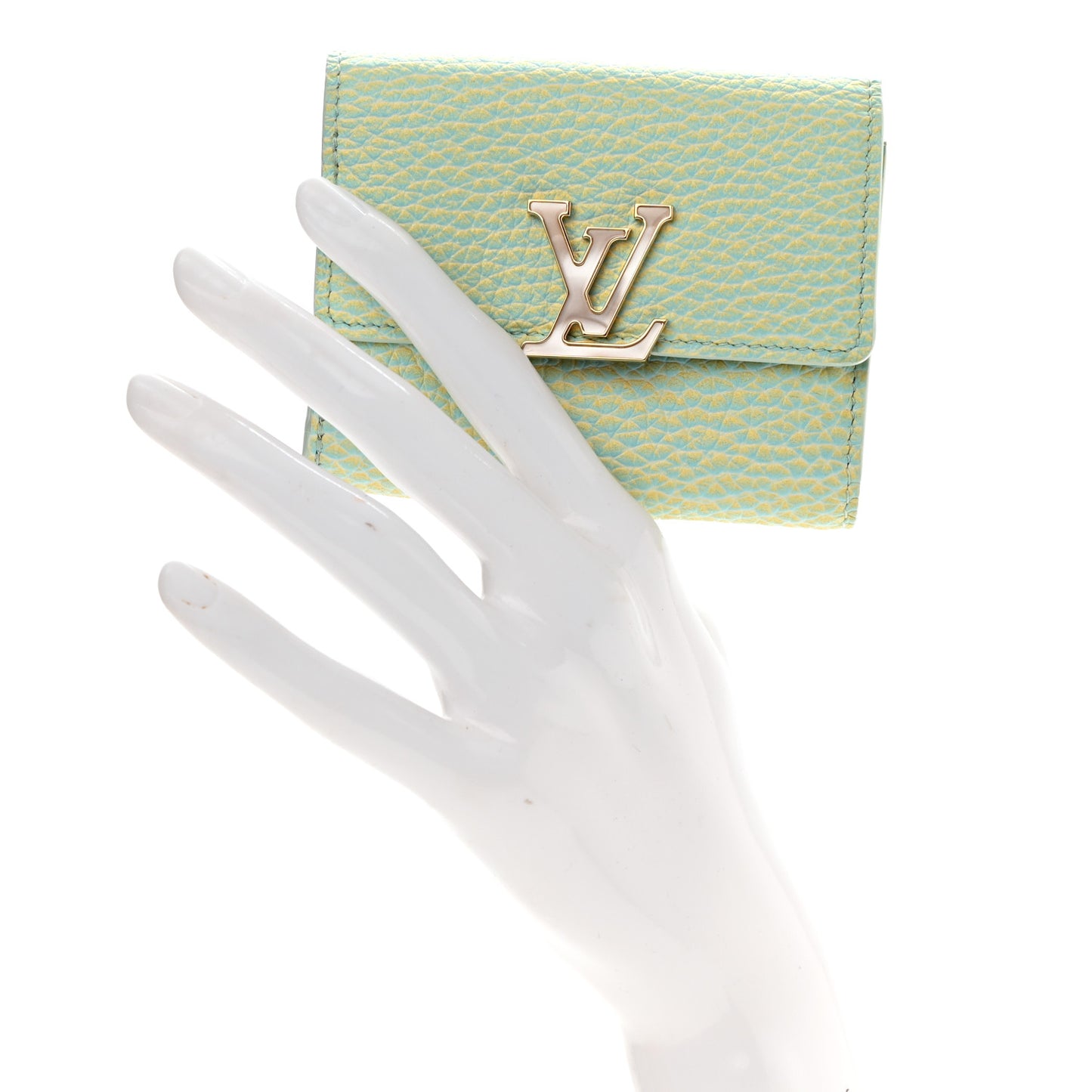 Taurillon Summer Stardust Capucines XS Wallet Vert D'Eau