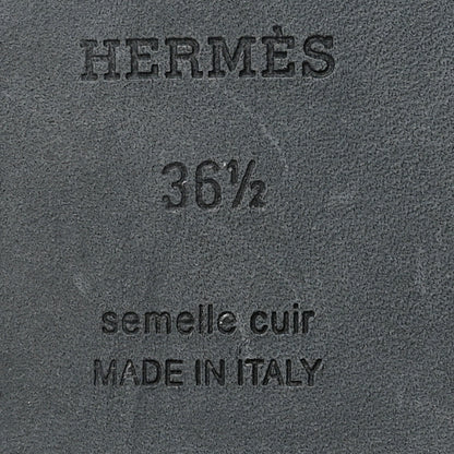 Hermes Box Calfskin Oran Sandals 36.5 Black 7 of 8