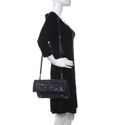 Balenciaga Agneau Giant 12 Gold Hardware Envelope Strap Clutch Bleu Obscur 2 of 11