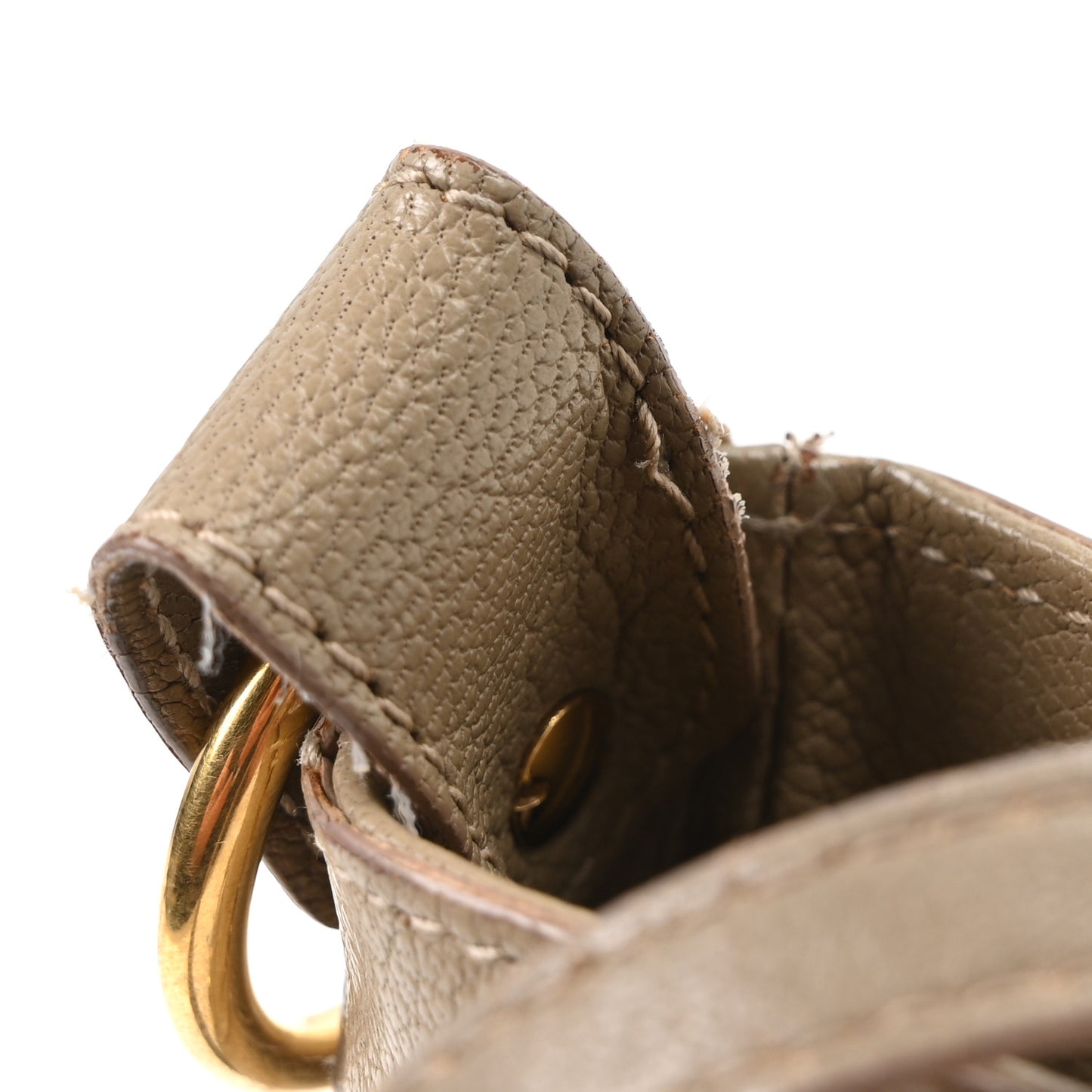 Chevre Gold Metallic Edge Hardware Hip Beige Latte