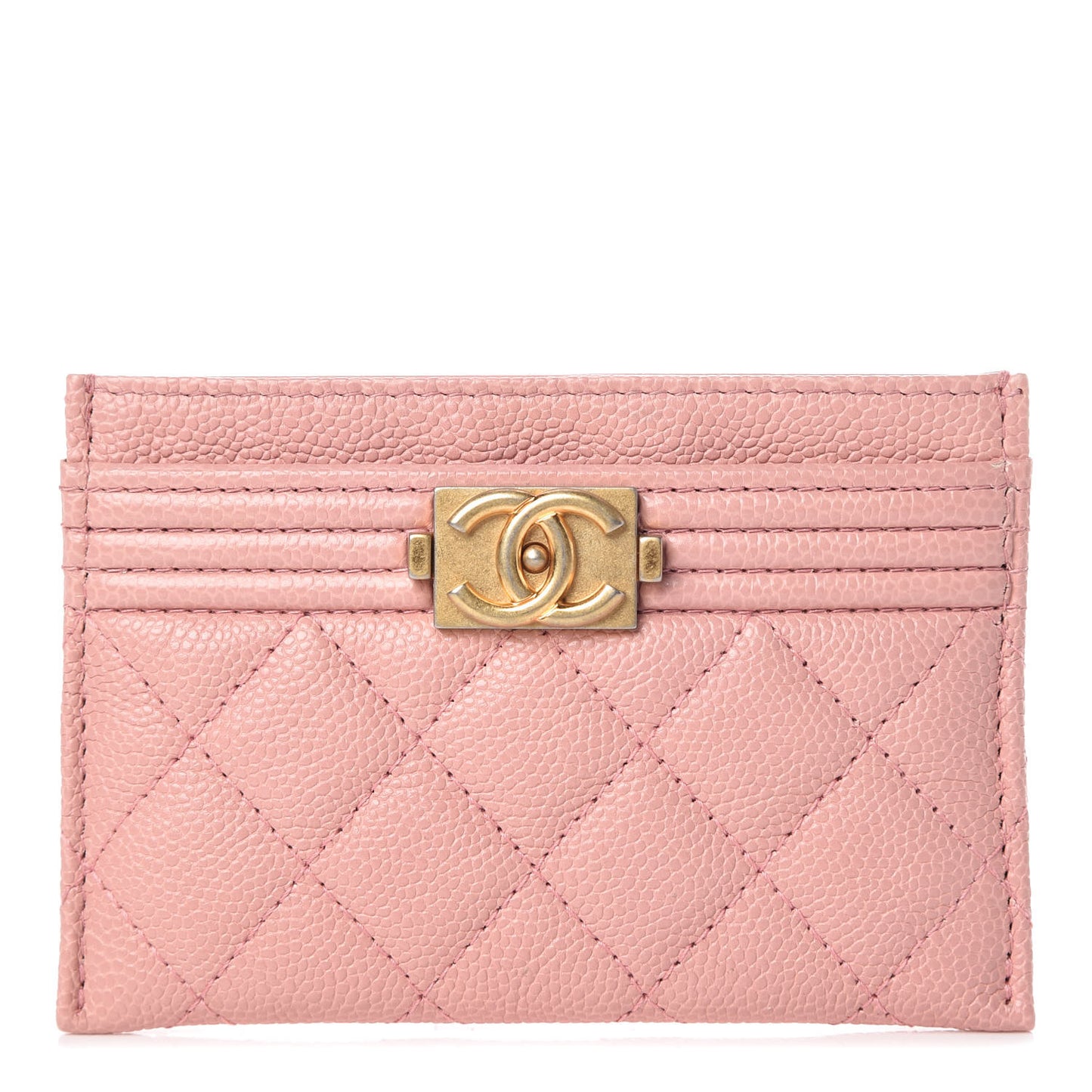 Caviar Quilted Boy Card Holder Light Pink