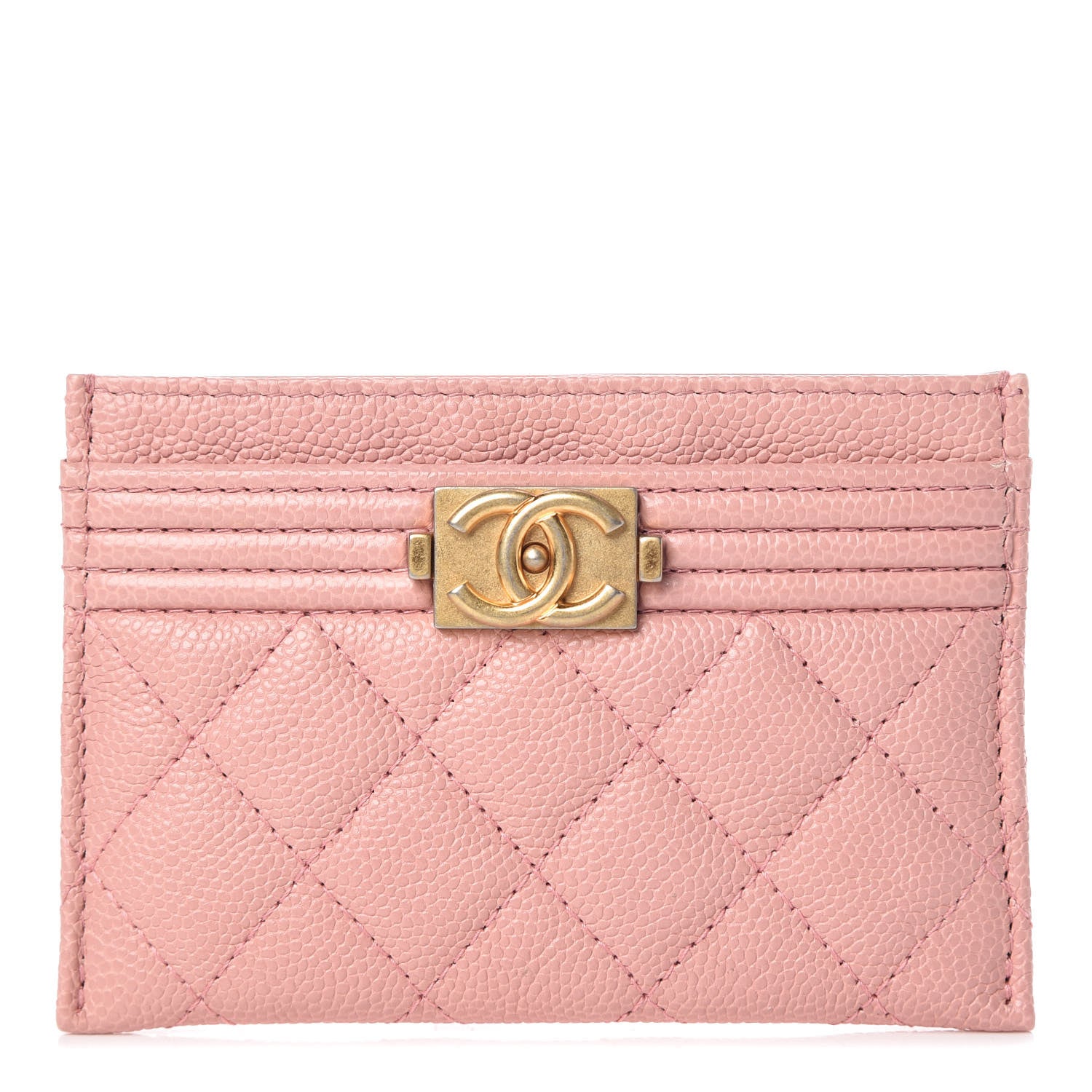 Chanel Caviar Quilted Boy Card Holder Light Pink 1 of 9