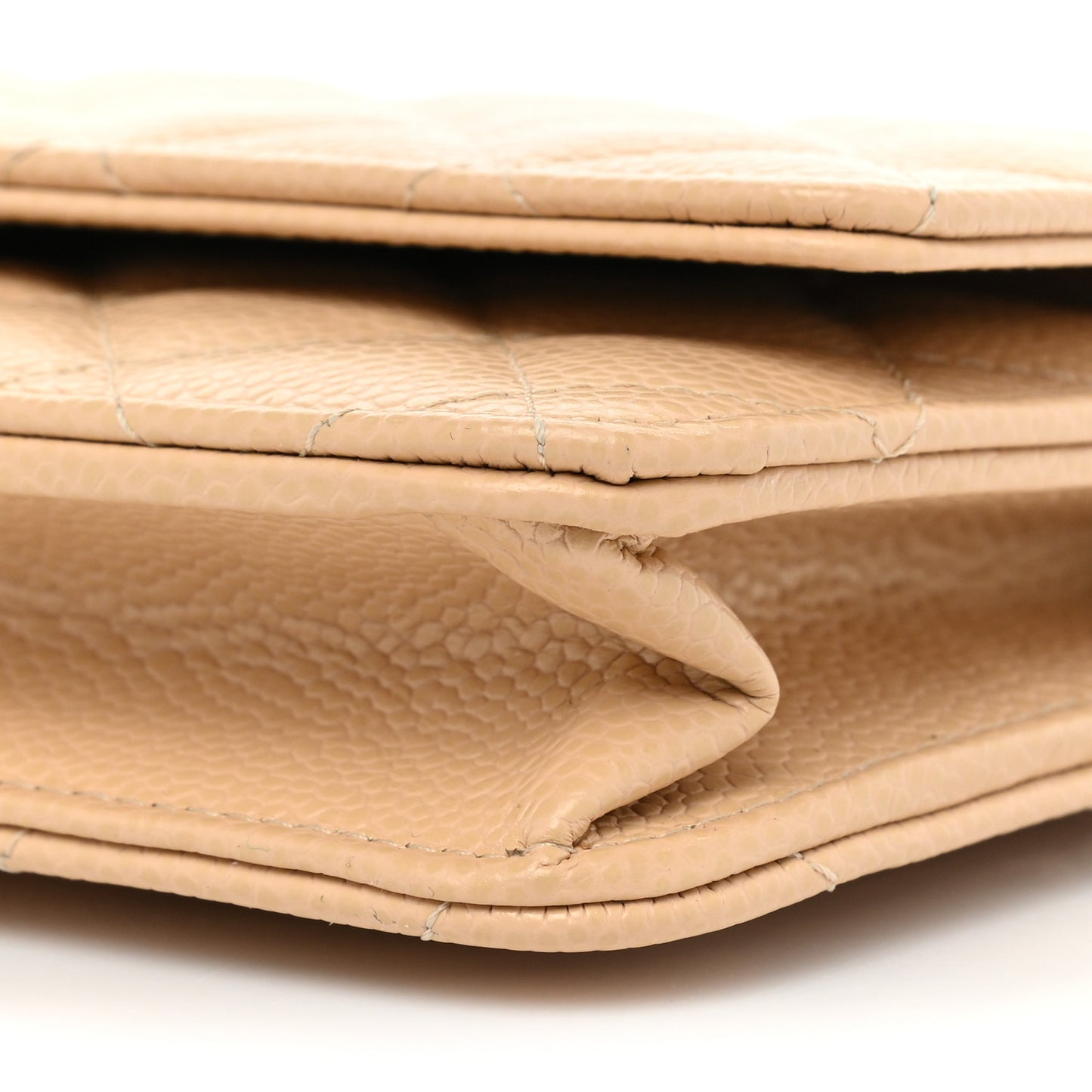 Caviar Quilted Wallet On Chain WOC Beige