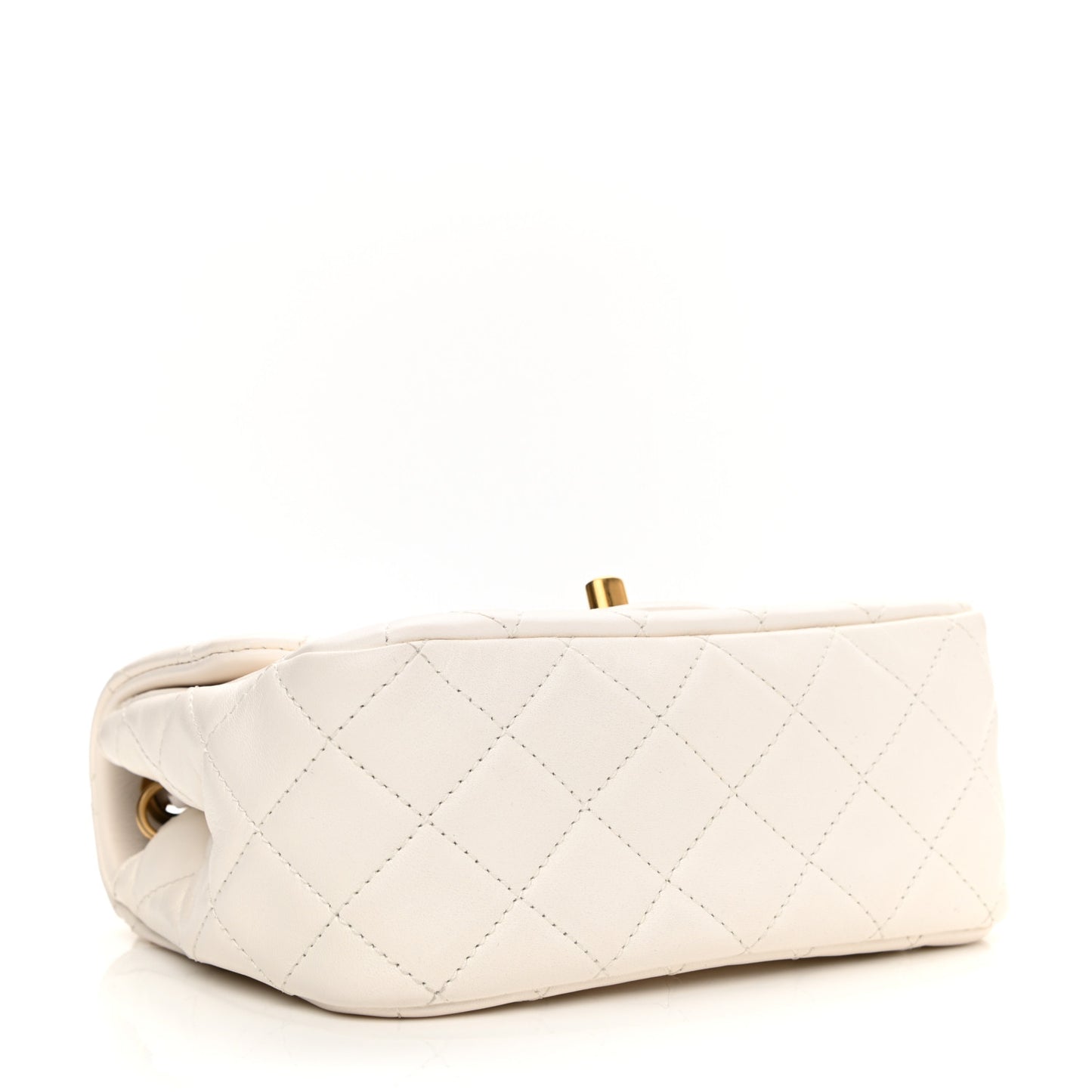 Lambskin Quilted Mini Pearl Crush Flap White