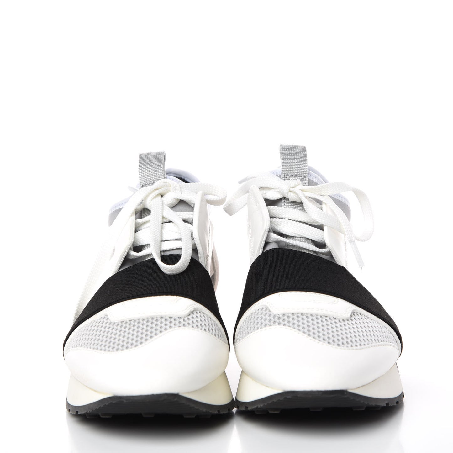Mesh Calfskin Neoprene Suede Womens Race Runner Sneakers 36 White Black Gris