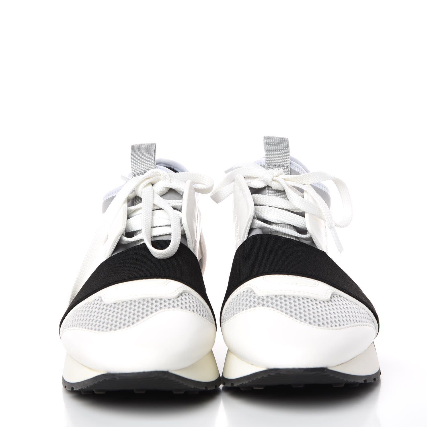 Balenciaga Mesh Calfskin Neoprene Suede Womens Race Runner Sneakers 36 White Black Gris 2 of 9