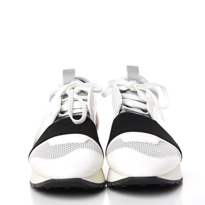 Balenciaga Mesh Calfskin Neoprene Suede Womens Race Runner Sneakers 36 White Black Gris 2 of 9