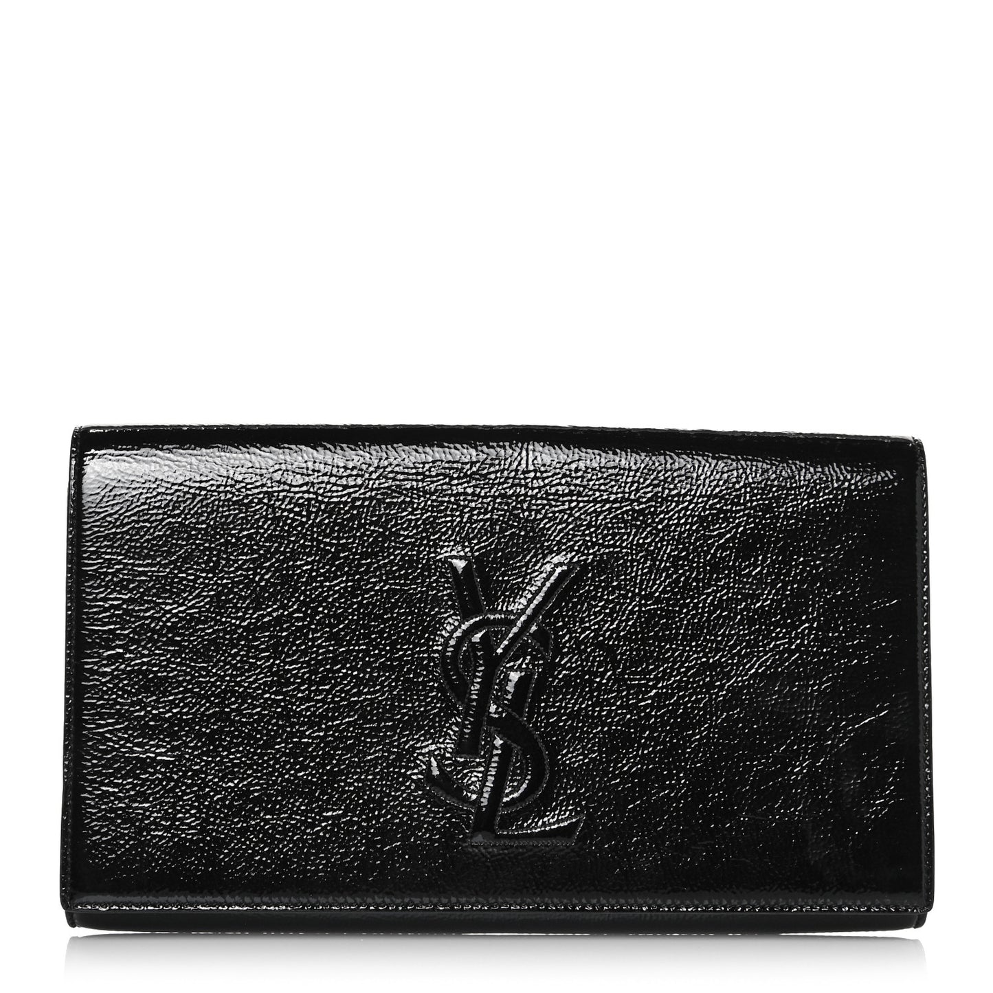 Textured Patent Monogram Large Belle De Jour Clutch Black