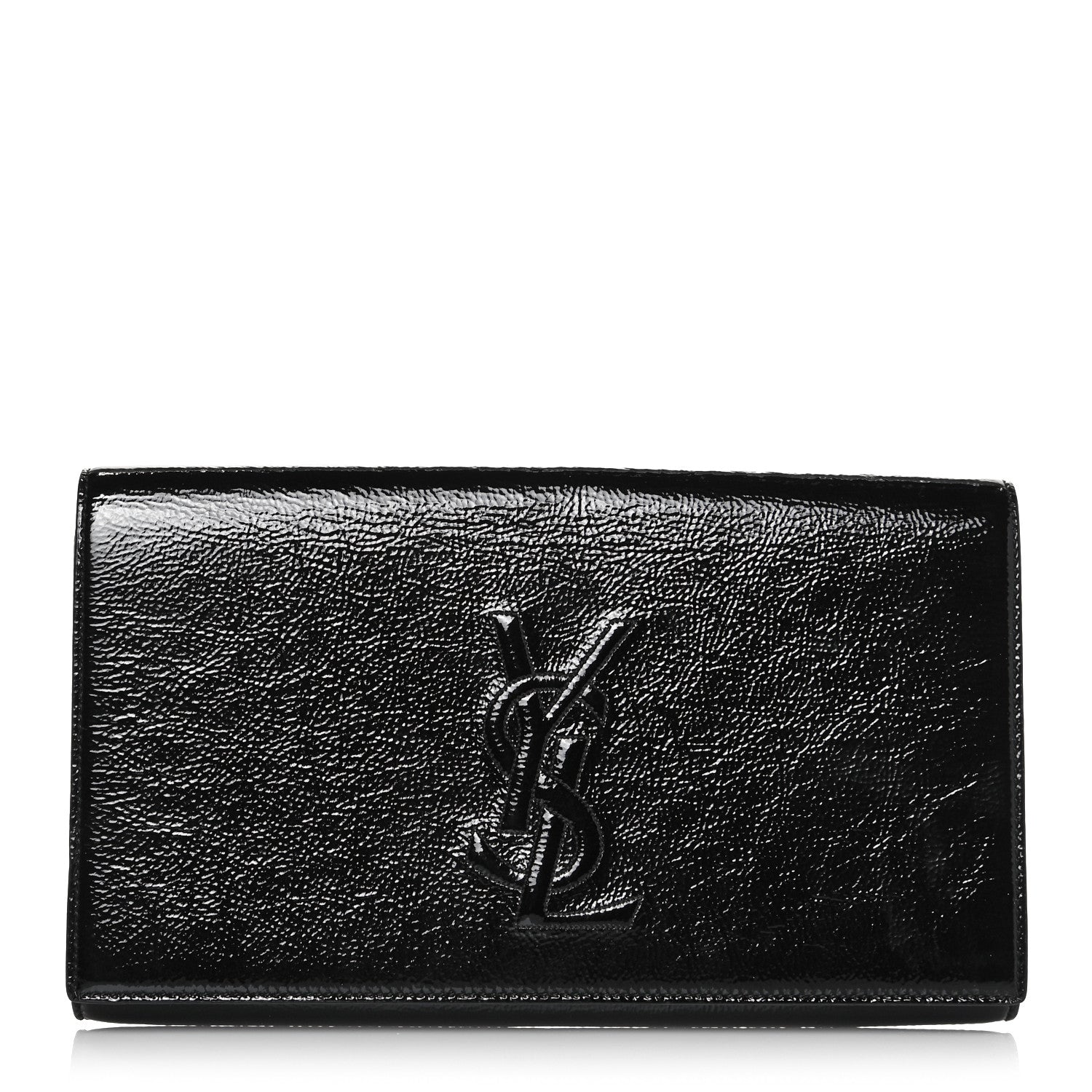 Saint Laurent Textured Patent Monogram Large Belle De Jour Clutch Black 1 of 10