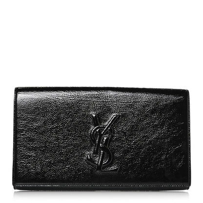 Saint Laurent Textured Patent Monogram Large Belle De Jour Clutch Black 1 of 10
