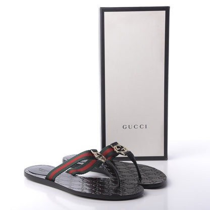 Gucci Nylon Guccissima Web Womens Thong Sandals 38 Green Red Black 9 of 9