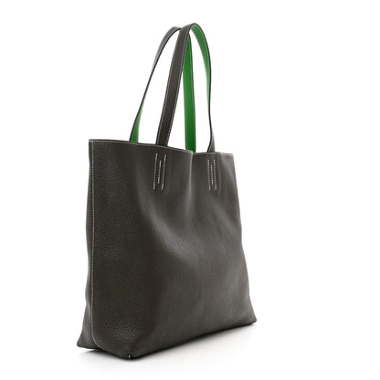 Hermes Taurillon Clemence Double Sens 36 Reversible Tote Vert De Gris Bamboo 4 of 17