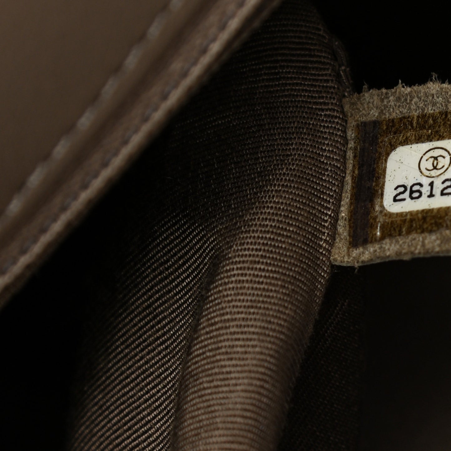 Calfskin Chevron Quilted Medium Statement Flap Khaki