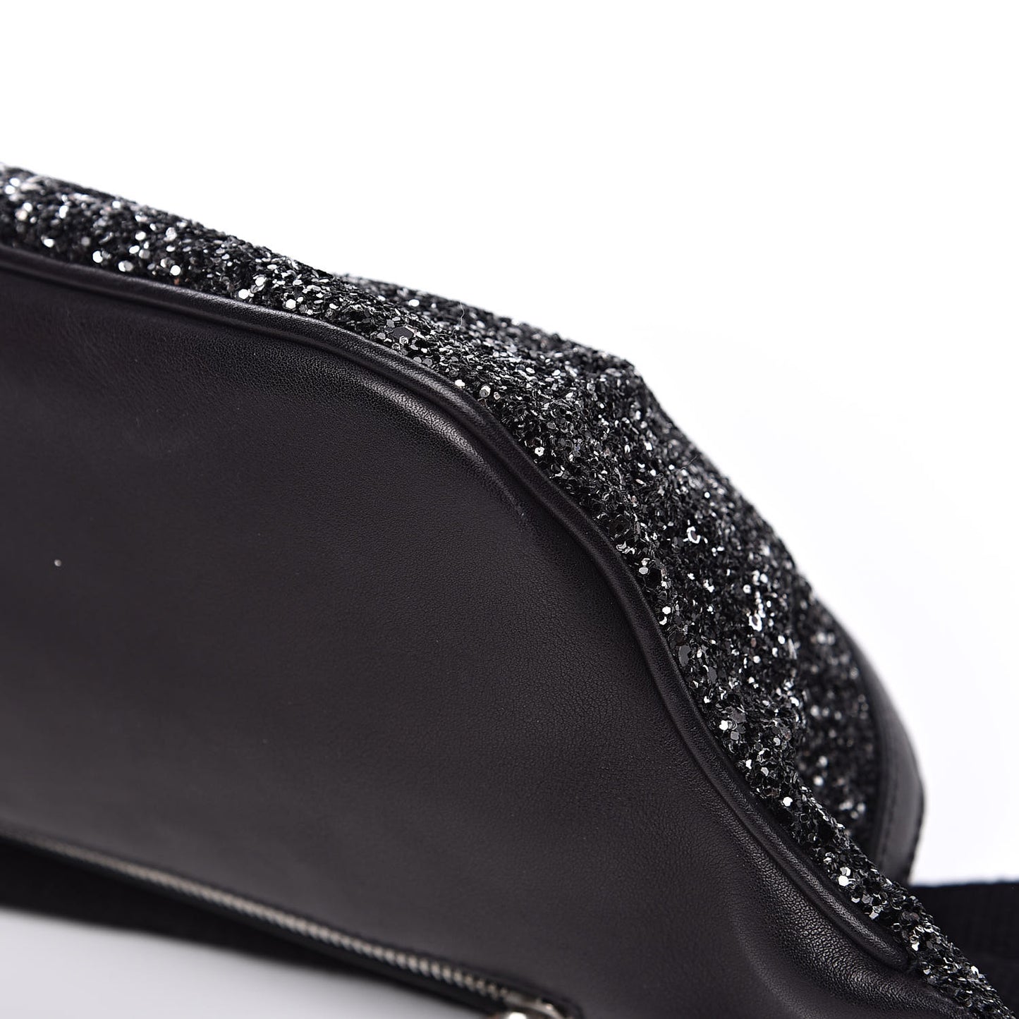 Lambskin Glitter Belt Bag Metallic Black