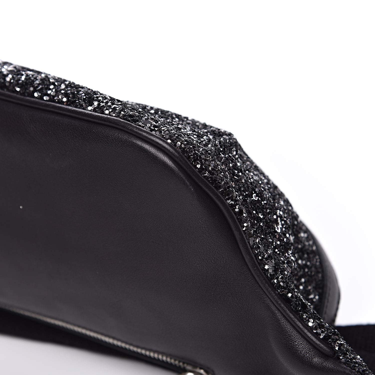 Saint Laurent Lambskin Glitter Belt Bag Metallic Black 8 of 10