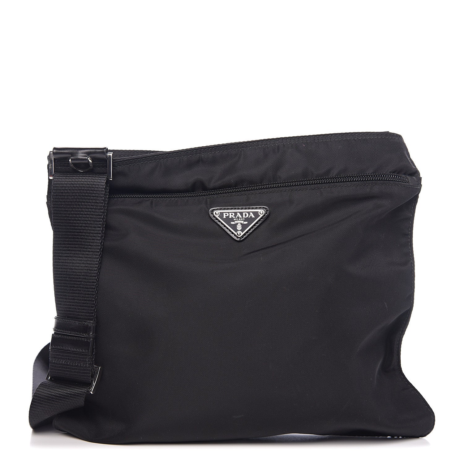 Prada Nylon Flat Messenger Bag Black 1 of 8