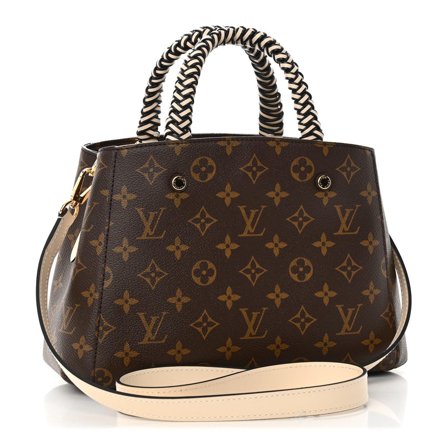 Louis Vuitton Monogram Braided Montaigne BB Creme Beige 3 of 10