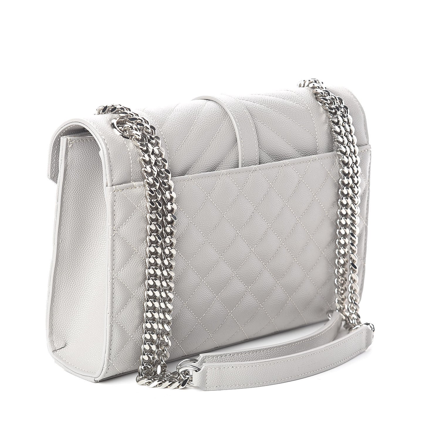 Grain De Poudre Textured Mixed Matelasse Medium Triquilt Monogram Satchel Granite