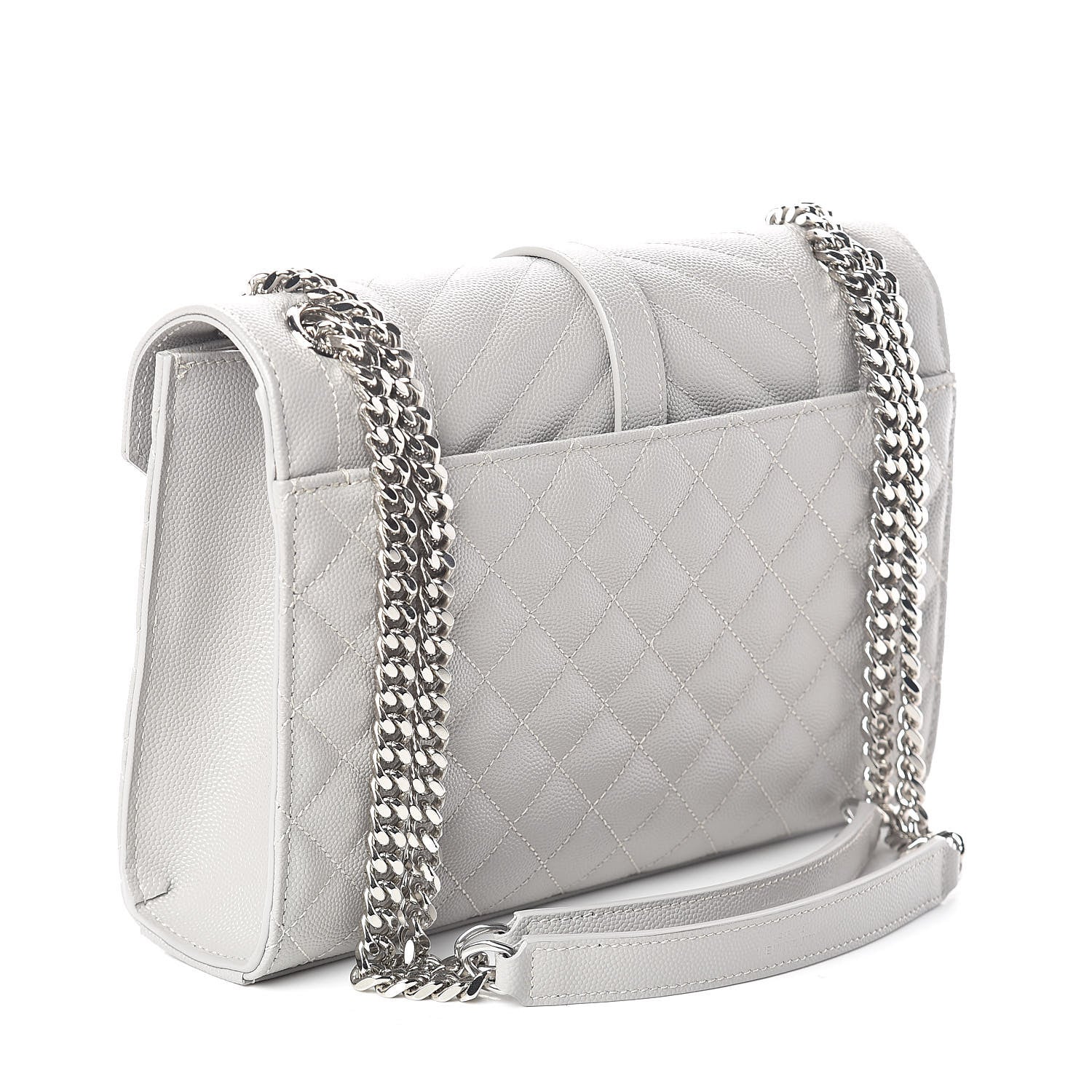 Saint Laurent Grain De Poudre Textured Mixed Matelasse Medium Triquilt Monogram Satchel Granite 3 of 9