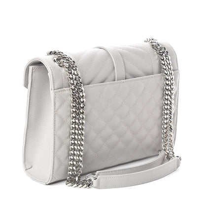Saint Laurent Grain De Poudre Textured Mixed Matelasse Medium Triquilt Monogram Satchel Granite 3 of 9
