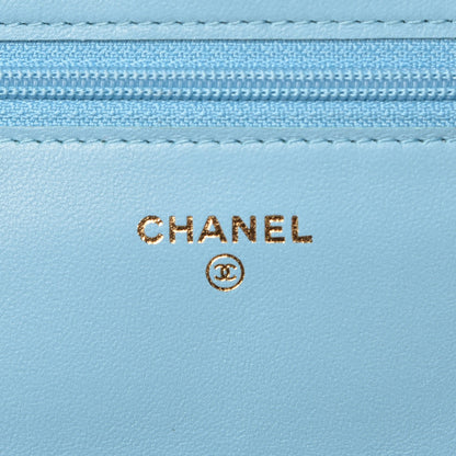 Chanel Lambskin Quilted Wallet On Chain WOC Light Blue 6 of 9