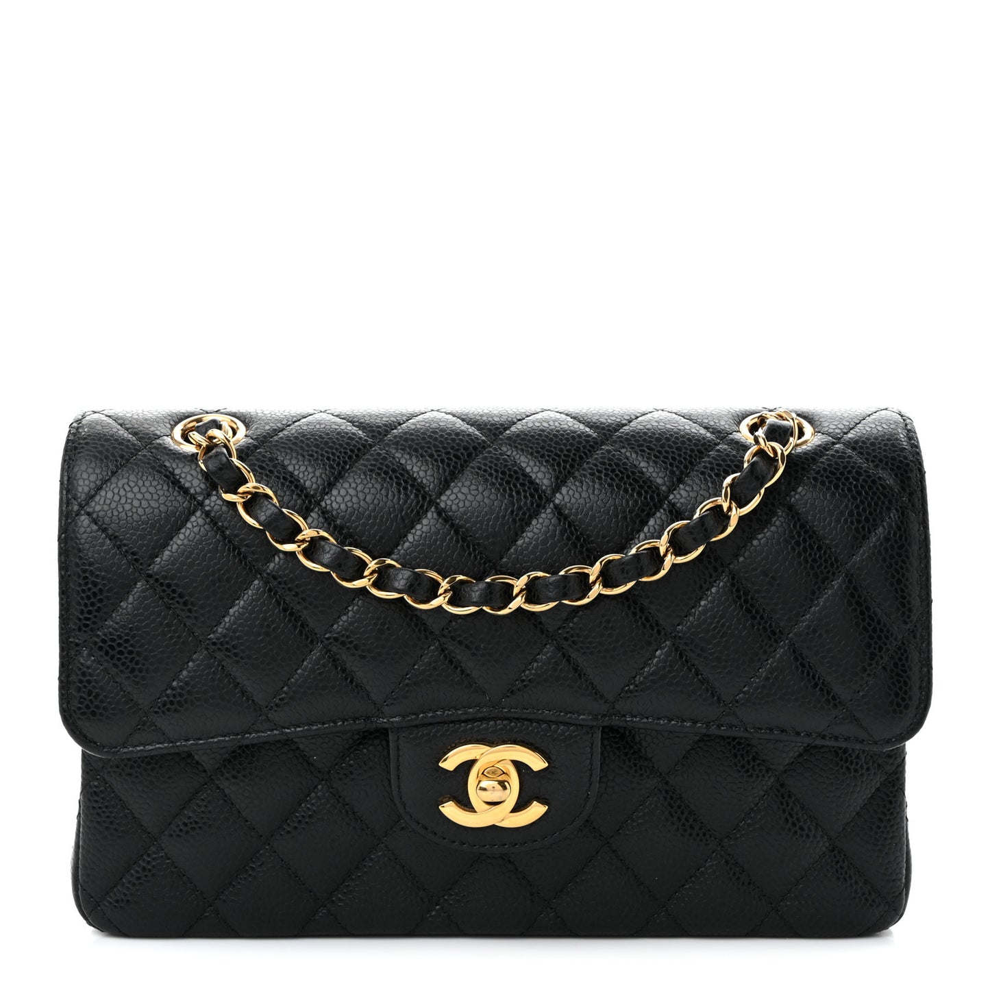 Caviar Quilted Small Double Flap Black