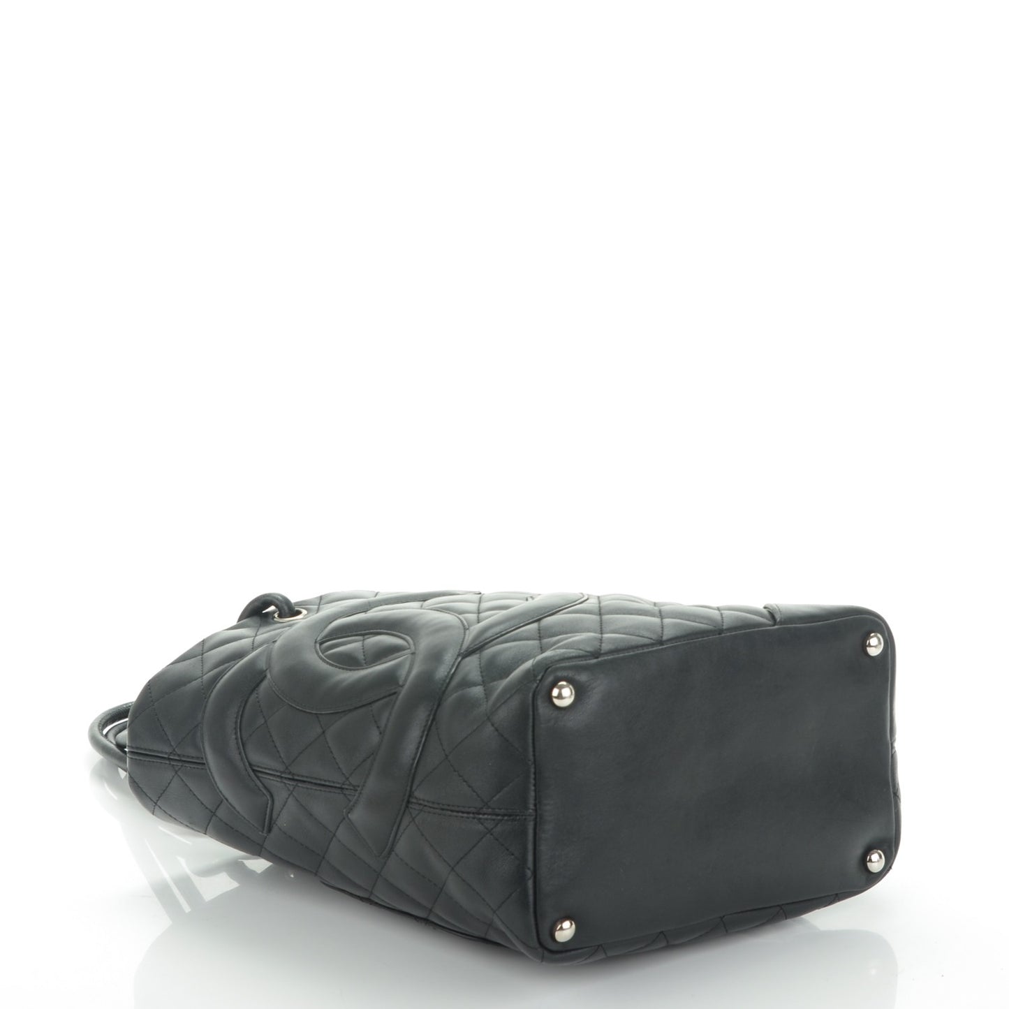 Calfskin Quilted Medium Cambon Tote Black
