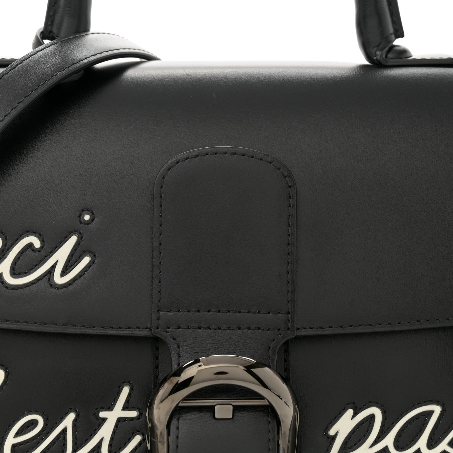 Calfskin MM L'Humour Brillant Satchel Black