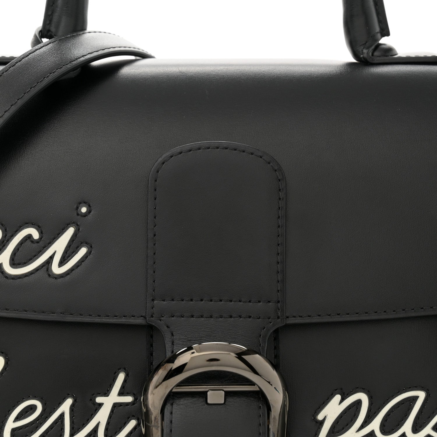 Delvaux Calfskin MM L'Humour Brillant Satchel Black 7 of 12