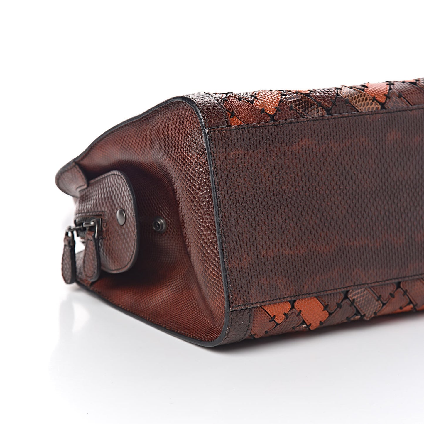 Ayers Karung Intrecciato Patchwork Shoulder Bag Ash Scuro Rust Clay